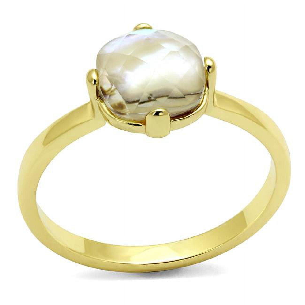 Women Flash Gold Brass Ring with  in Aurora Borealis Rainbow Effect - Size 5