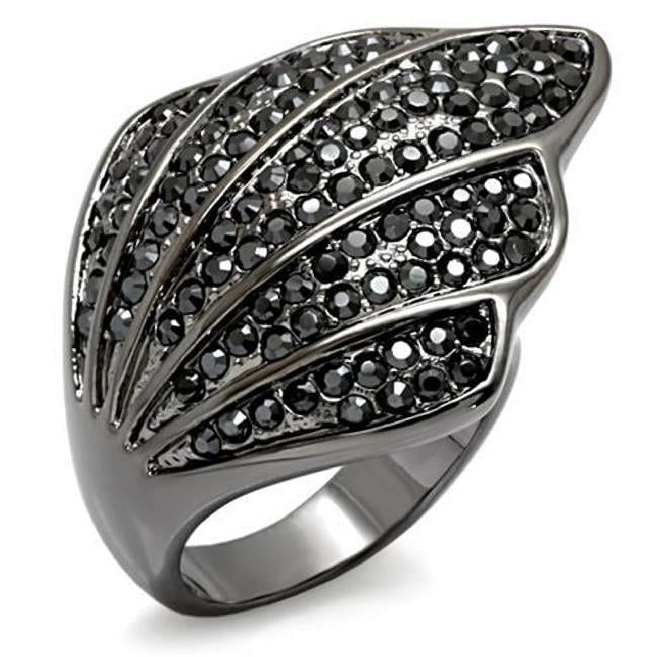 Women TIN Cobalt Black Brass Ring with Top Grade Crystal in Jet - Size 9