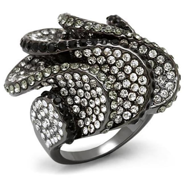 Women TIN Cobalt Black Brass Ring with Top Grade Crystal in Multi Color - Size 7