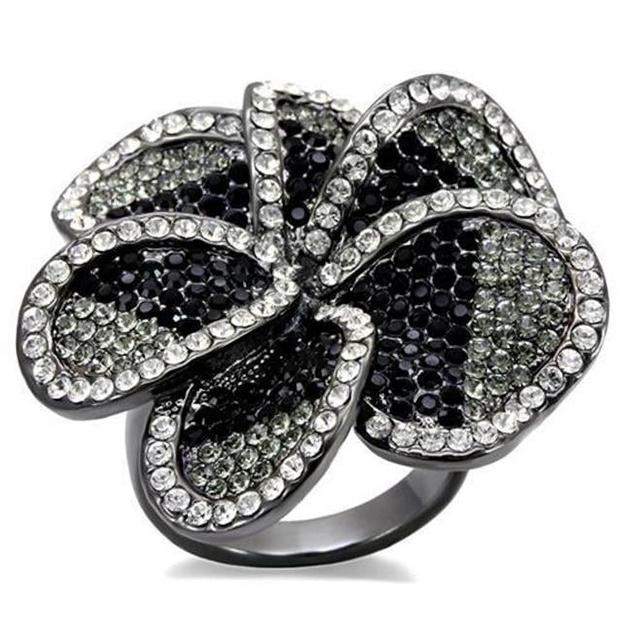Women TIN Cobalt Black Brass Ring with Top Grade Crystal in Multi Color - Size 8