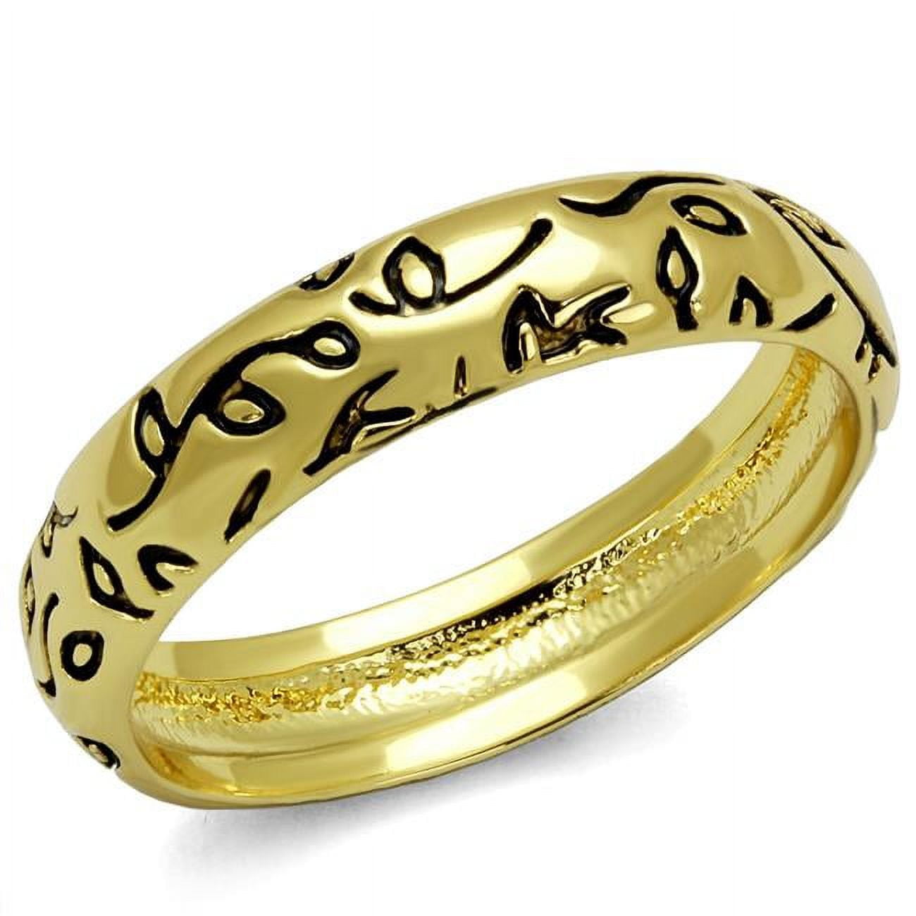 Women Gold Brass Ring with Epoxy in Jet - Size 7