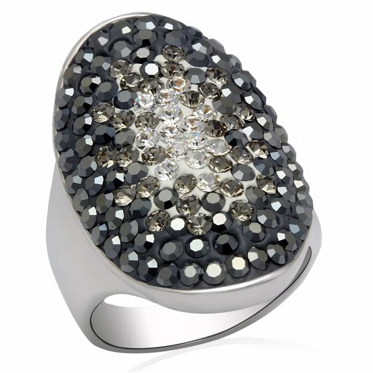 Women Rhodium Brass Ring with Top Grade Crystal in Multi Color - Size 6