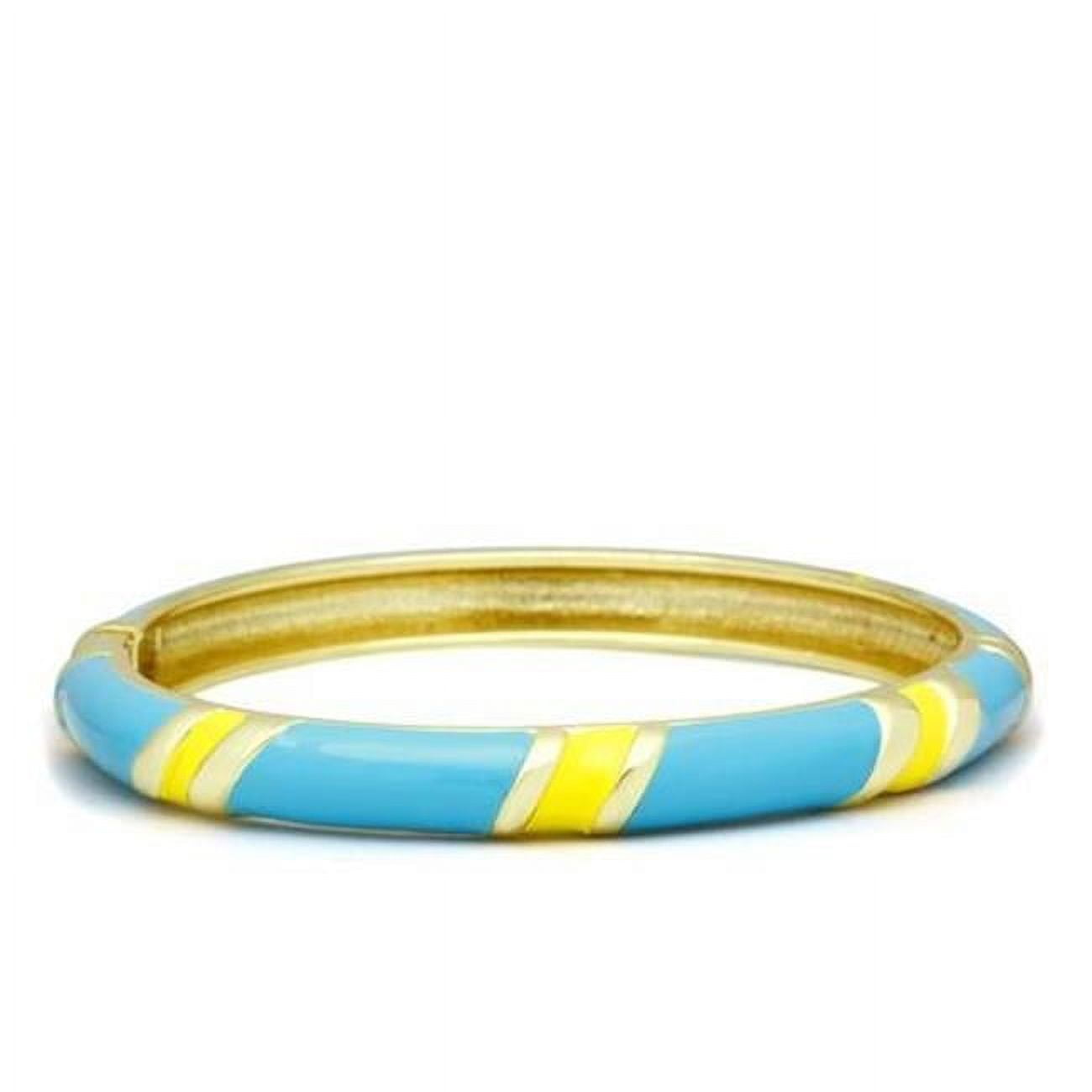 Women Flash Gold White Metal Bangle with Epoxy in No Stone - 7 in.