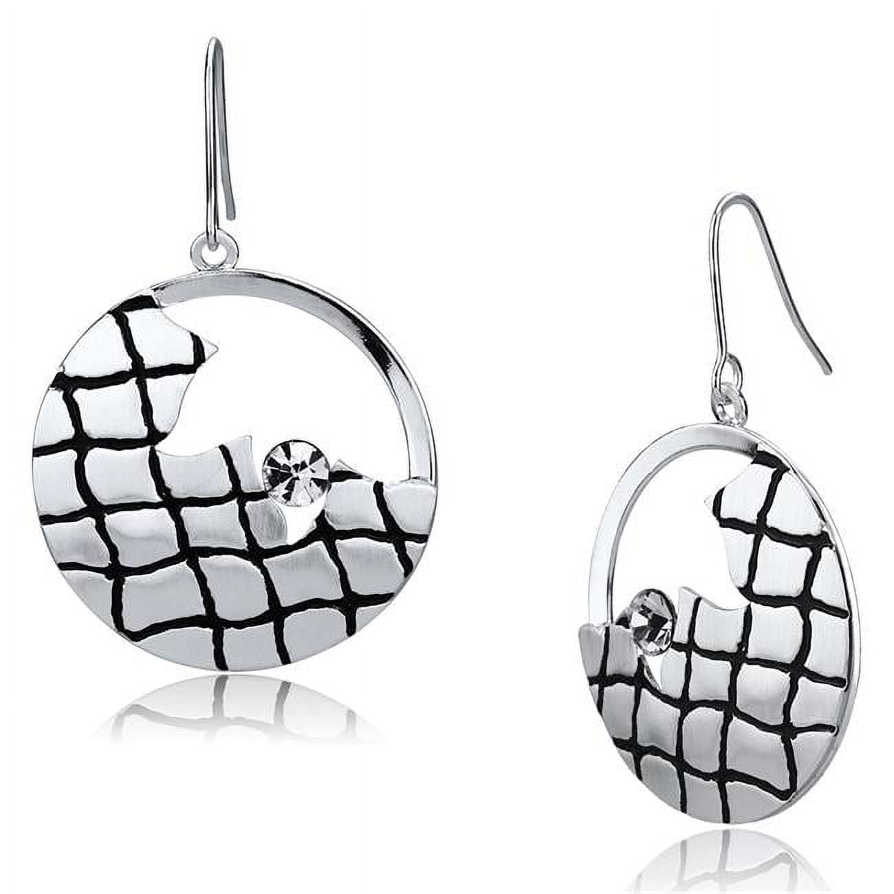 Picture of Alamode LO2687 Women Matte Rhodium & Rhodium Iron Earrings with Top Grade Crystal in Clear