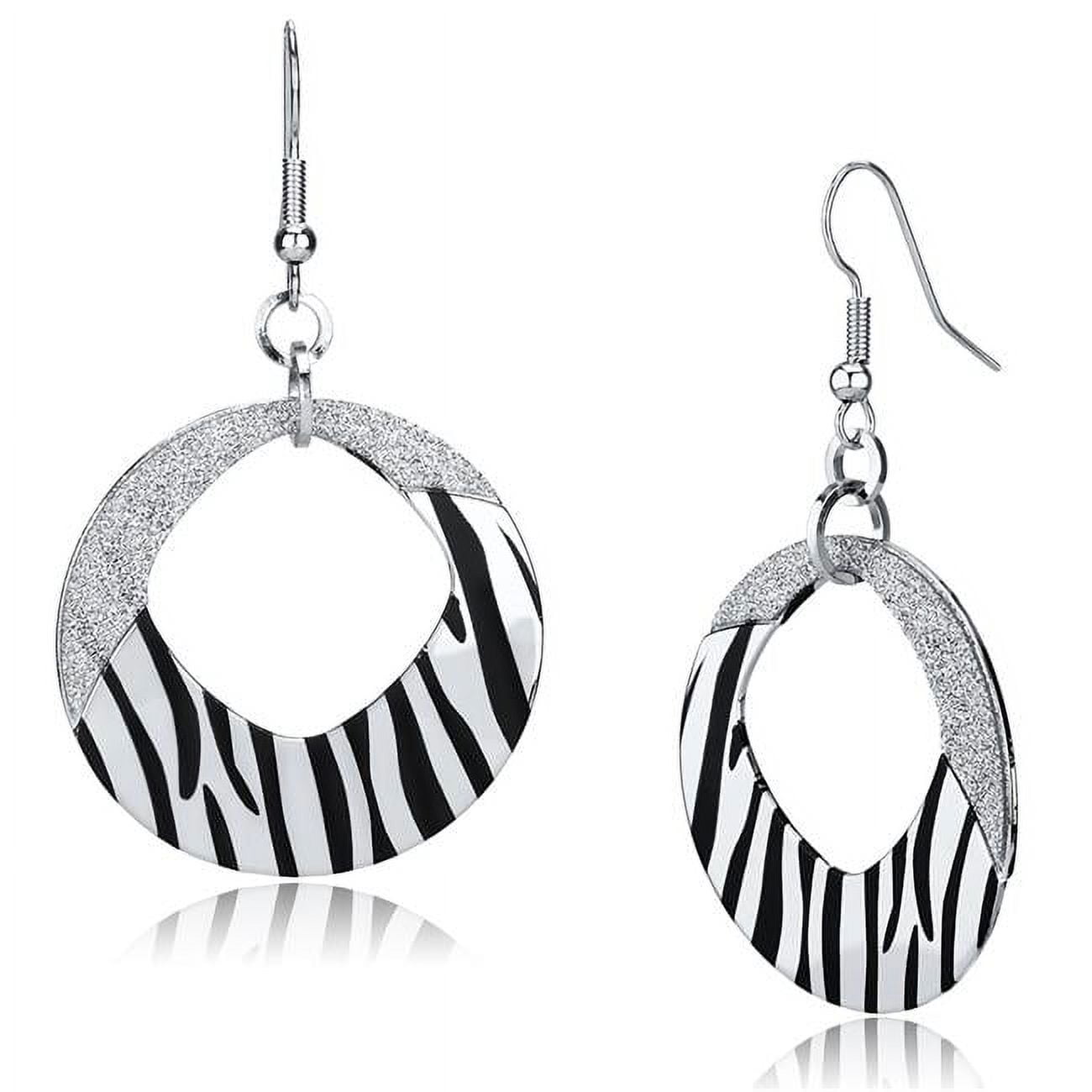 Picture of Alamode LO2702 Women Rhodium Iron Earrings with Epoxy in Jet