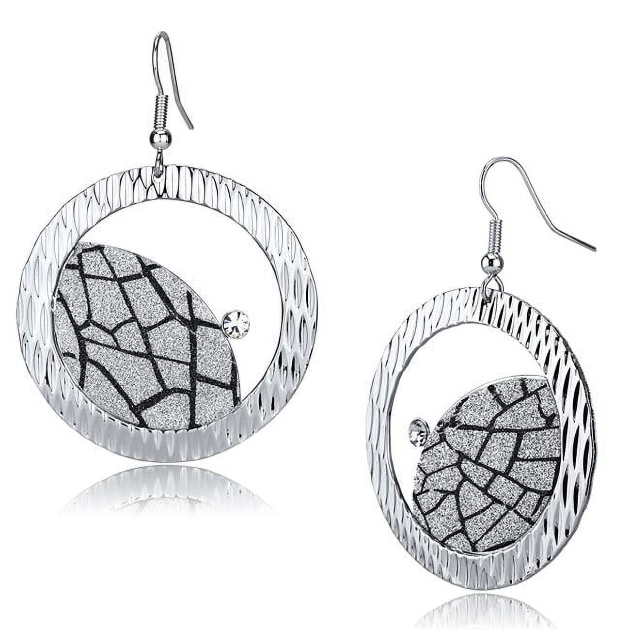 Picture of Alamode LO2725 Women Rhodium Iron Earrings with Top Grade Crystal in Clear