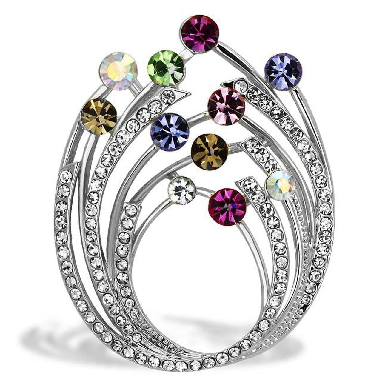 Picture of Alamode LO2811 Women Imitation Rhodium White Metal Brooches with Top Grade Crystal in Multi Color