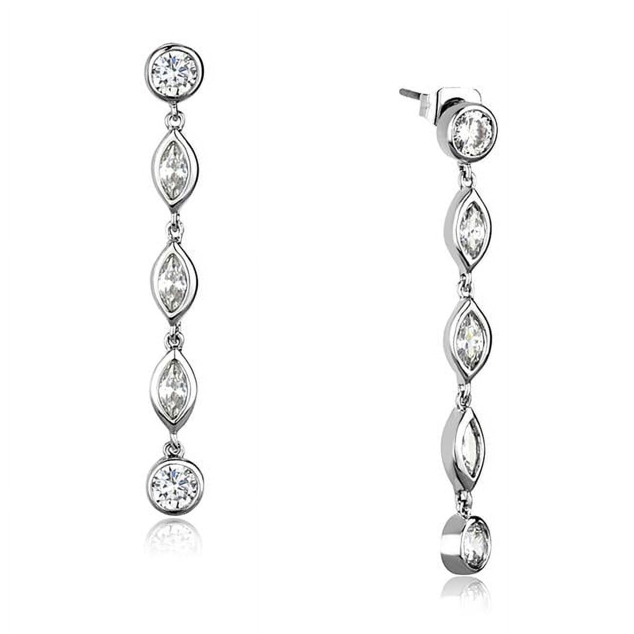 Picture of Alamode 3W1049 Women Rhodium Brass Earrings with AAA Grade CZ in Clear