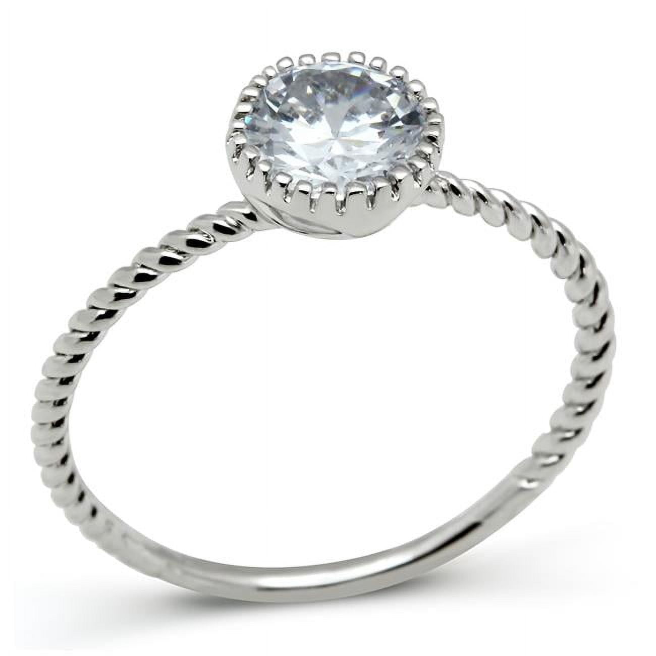 Women Rhodium Brass Ring with AAA Grade CZ in Clear - Size 7