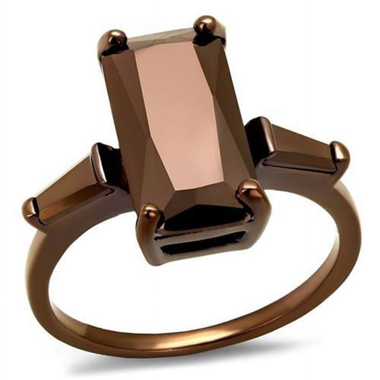 Women IP Coffee Light Brass Ring with AAA Grade CZ in Light Coffee - Size 9