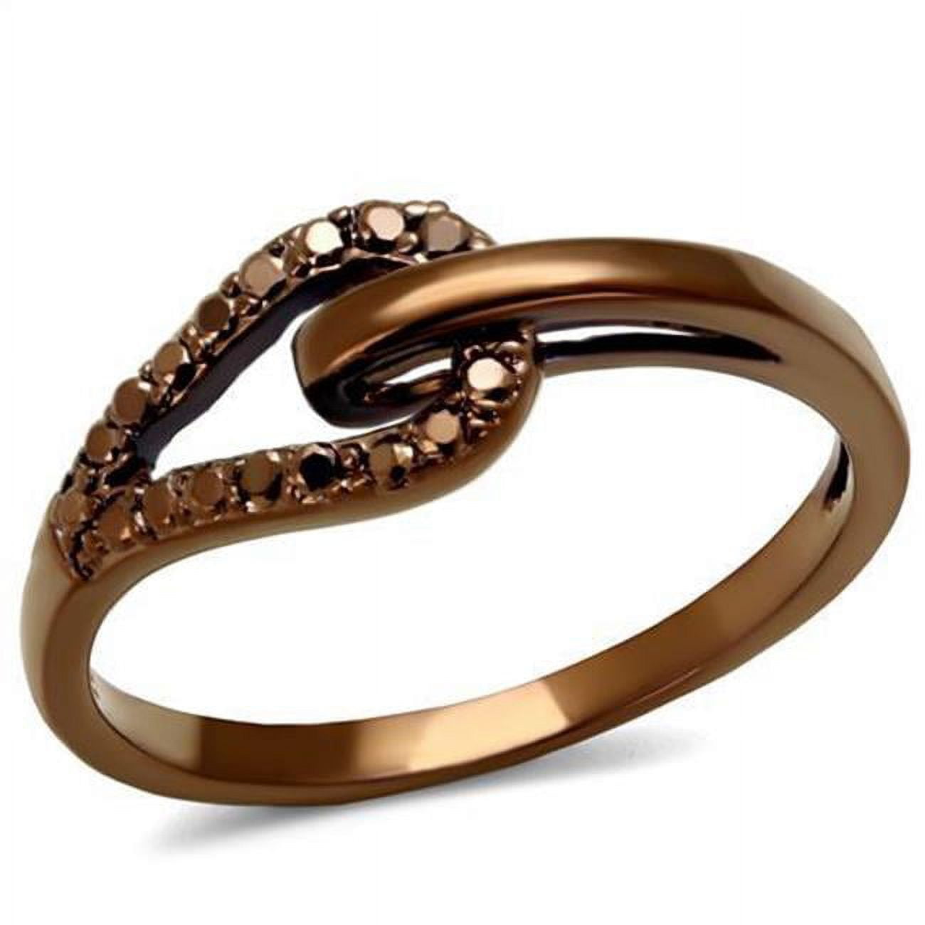 Women IP Coffee Light Brass Ring with AAA Grade CZ in Light Coffee - Size 5