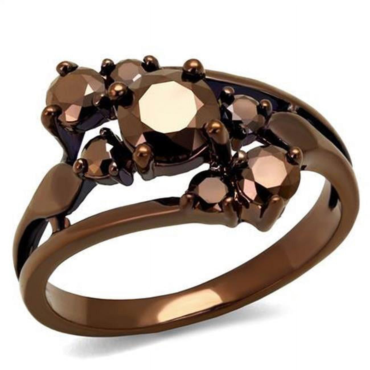Women IP Coffee Light Brass Ring with AAA Grade CZ in Light Coffee - Size 5
