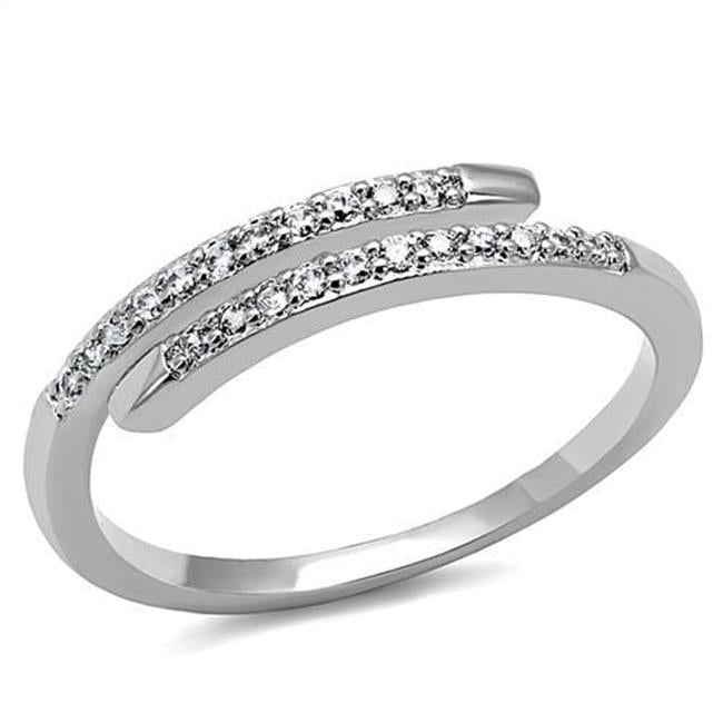 Women Rhodium Brass Ring with AAA Grade CZ in Clear - Size 7