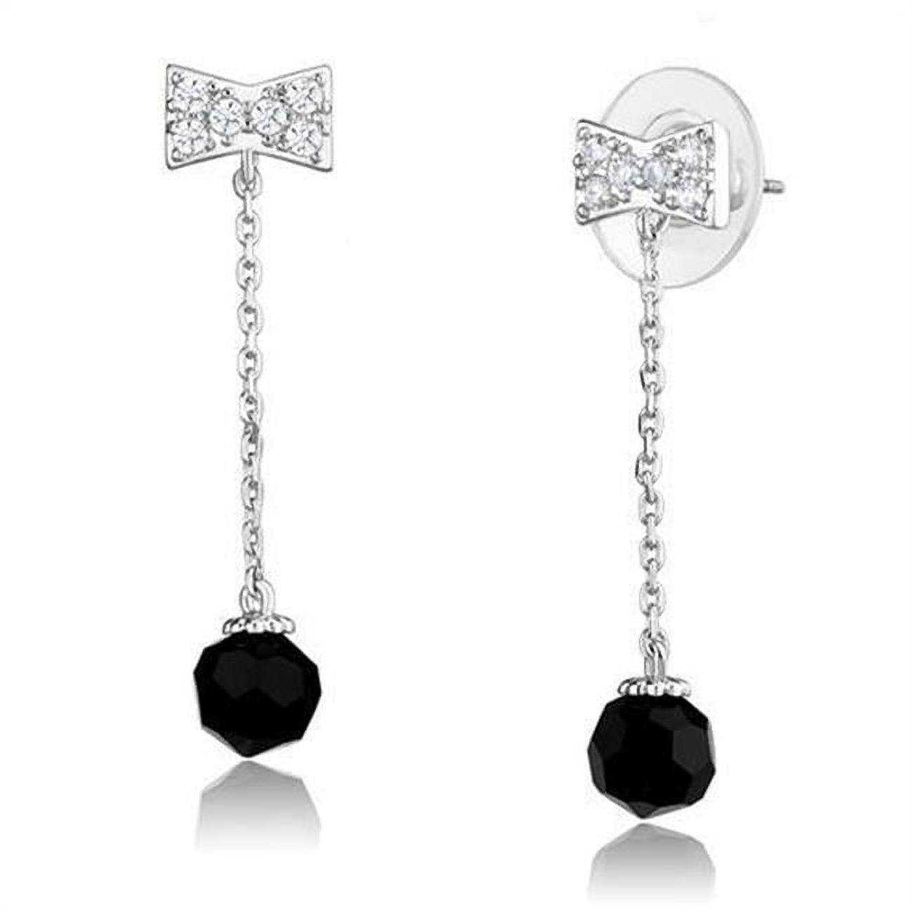 Picture of Alamode 3W1300 Women Rhodium Brass Earrings with AAA Grade CZ in Clear