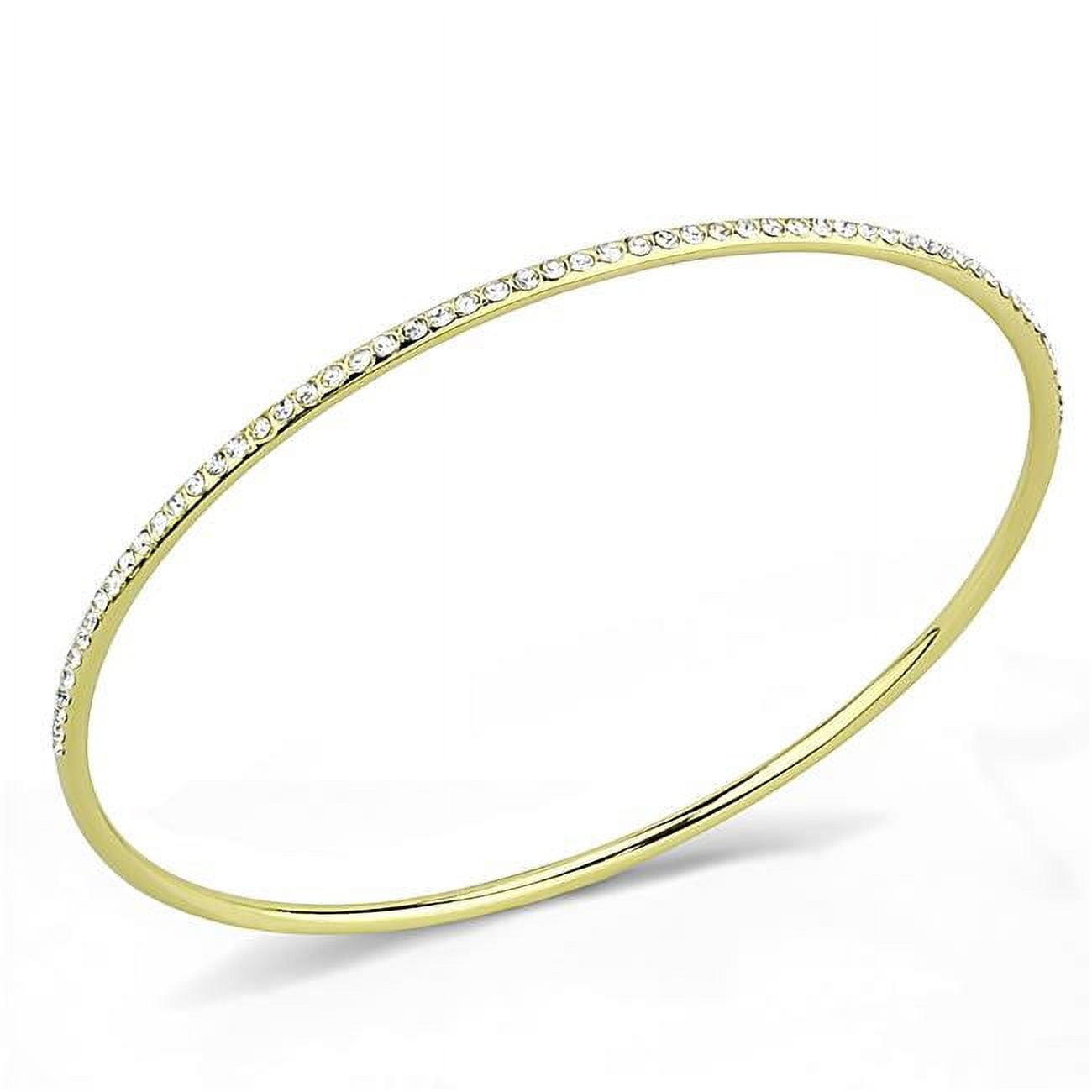 Picture of Alamode 3W1406-7.75 Women Gold Brass Bangle with Top Grade Crystal in Clear - 7.75 in.