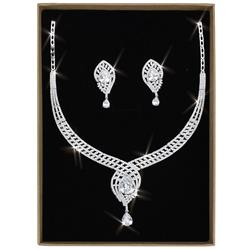 Picture of Alamode 3W1415-16.5 Women Rhodium Brass Jewelry Sets with AAA Grade CZ in Clear - 16.5 in.