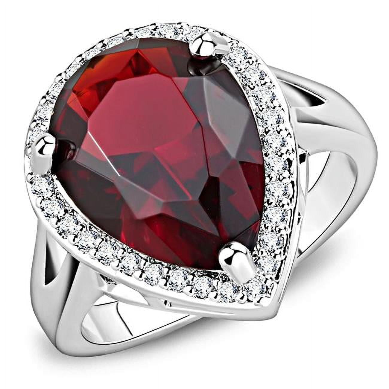 Women Rhodium Brass Ring with Synthetic in Siam - Size 8
