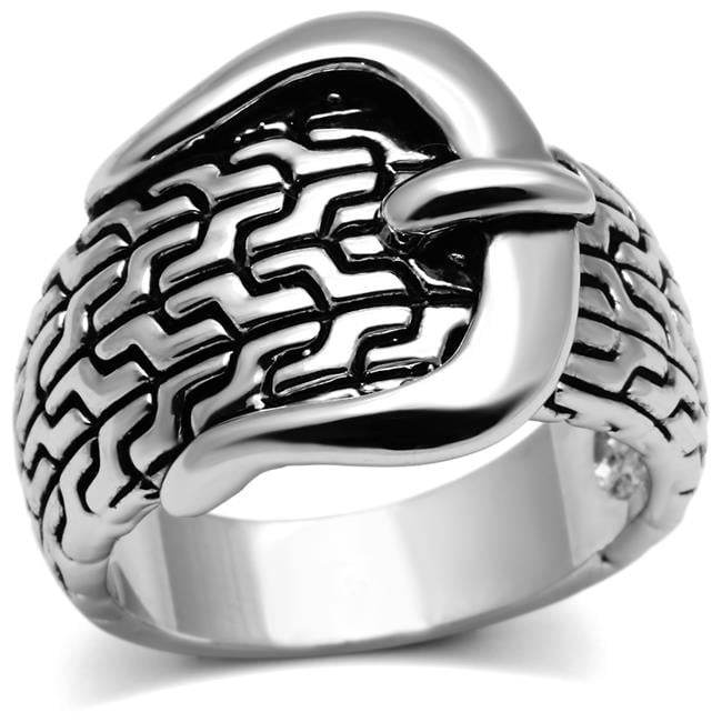 Women Rhodium Brass Ring with No Stone in No Stone - Size 6