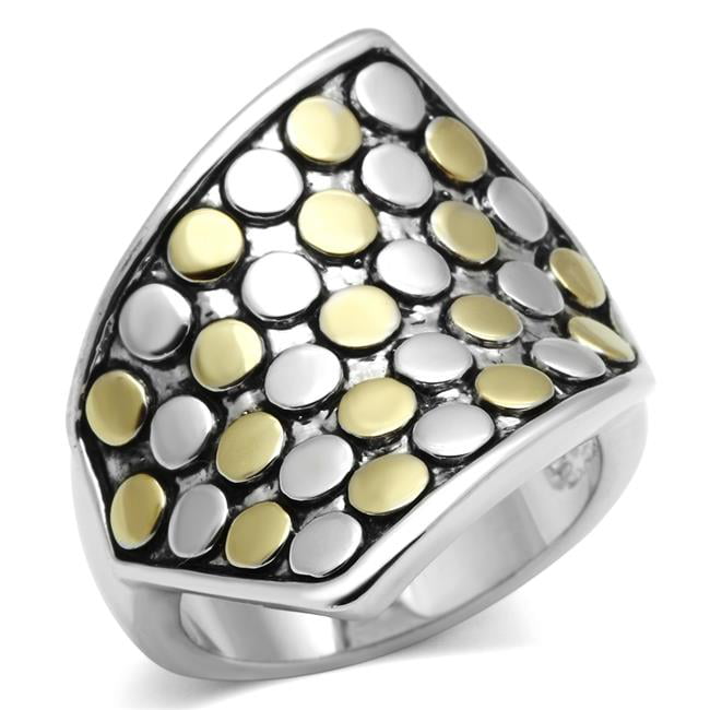 Picture of Alamode 3W249-6 Women Reverse Two-Tone Brass Ring with No Stone in No Stone - Size 6
