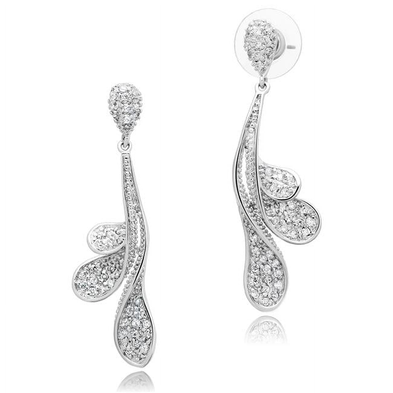 Picture of Alamode 3W299 Women Rhodium Brass Earrings with AAA Grade CZ in Clear