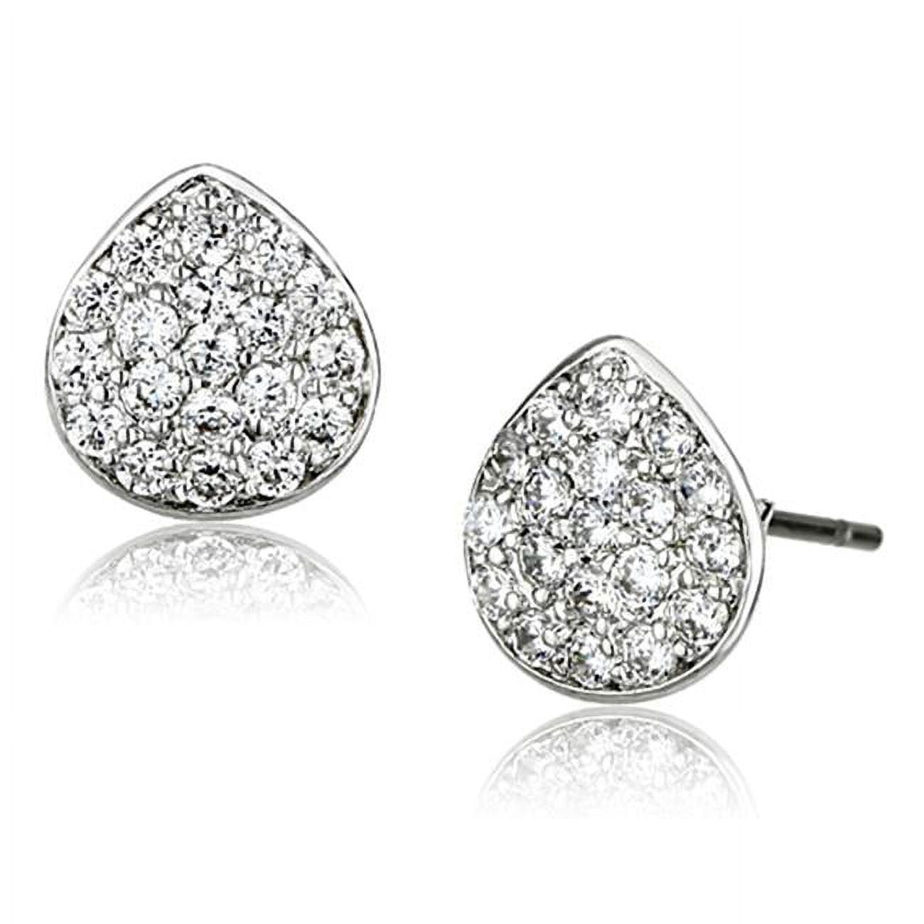 Picture of Alamode 3W352 Women Rhodium Brass Earrings with AAA Grade CZ in Clear