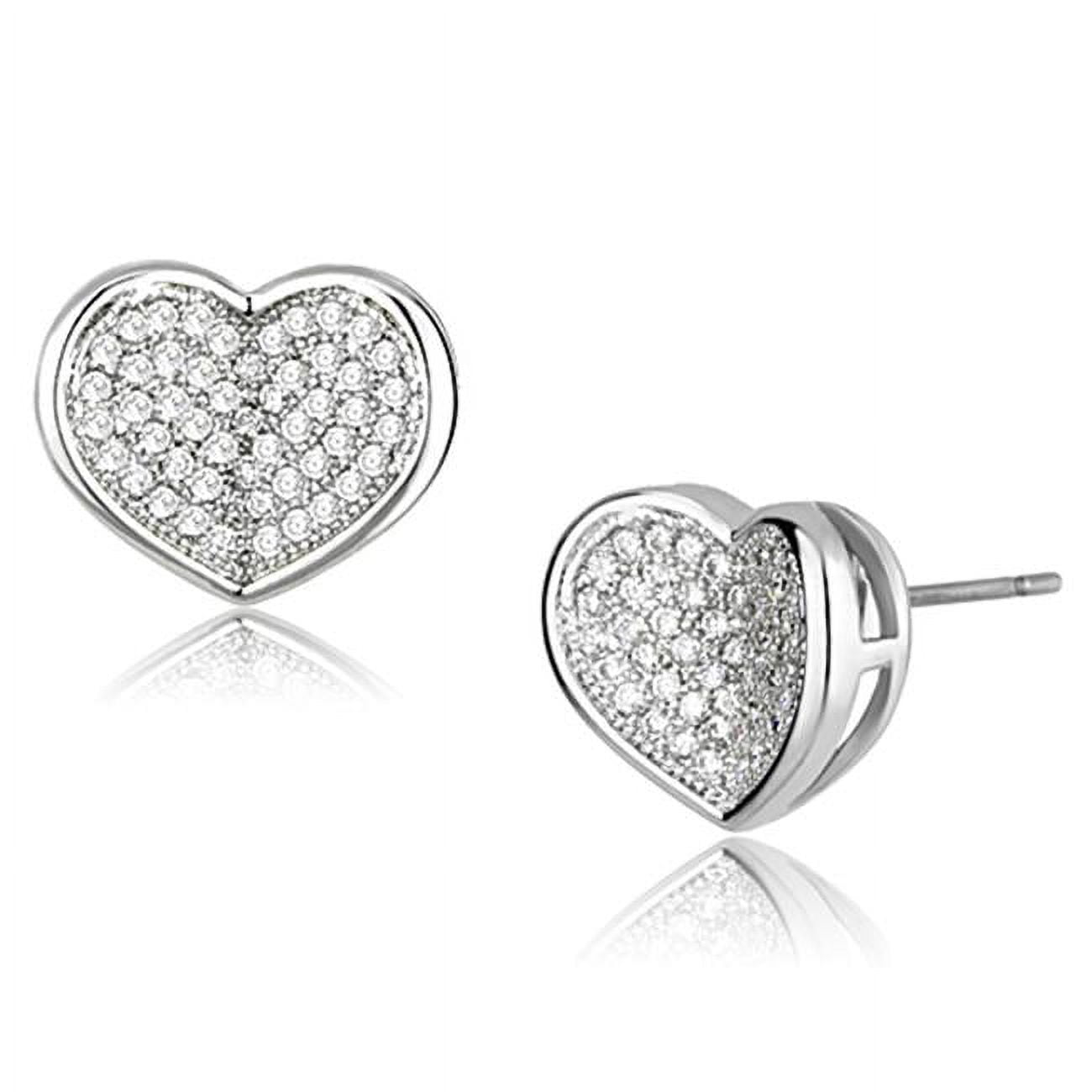 Picture of Alamode 3W389 Women Rhodium Brass Earrings with AAA Grade CZ in Clear