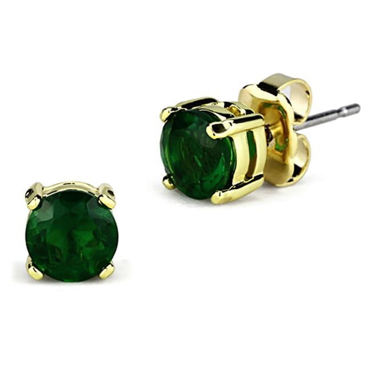 Picture of Alamode 3W558 Women Gold Brass Earrings with Synthetic in Emerald
