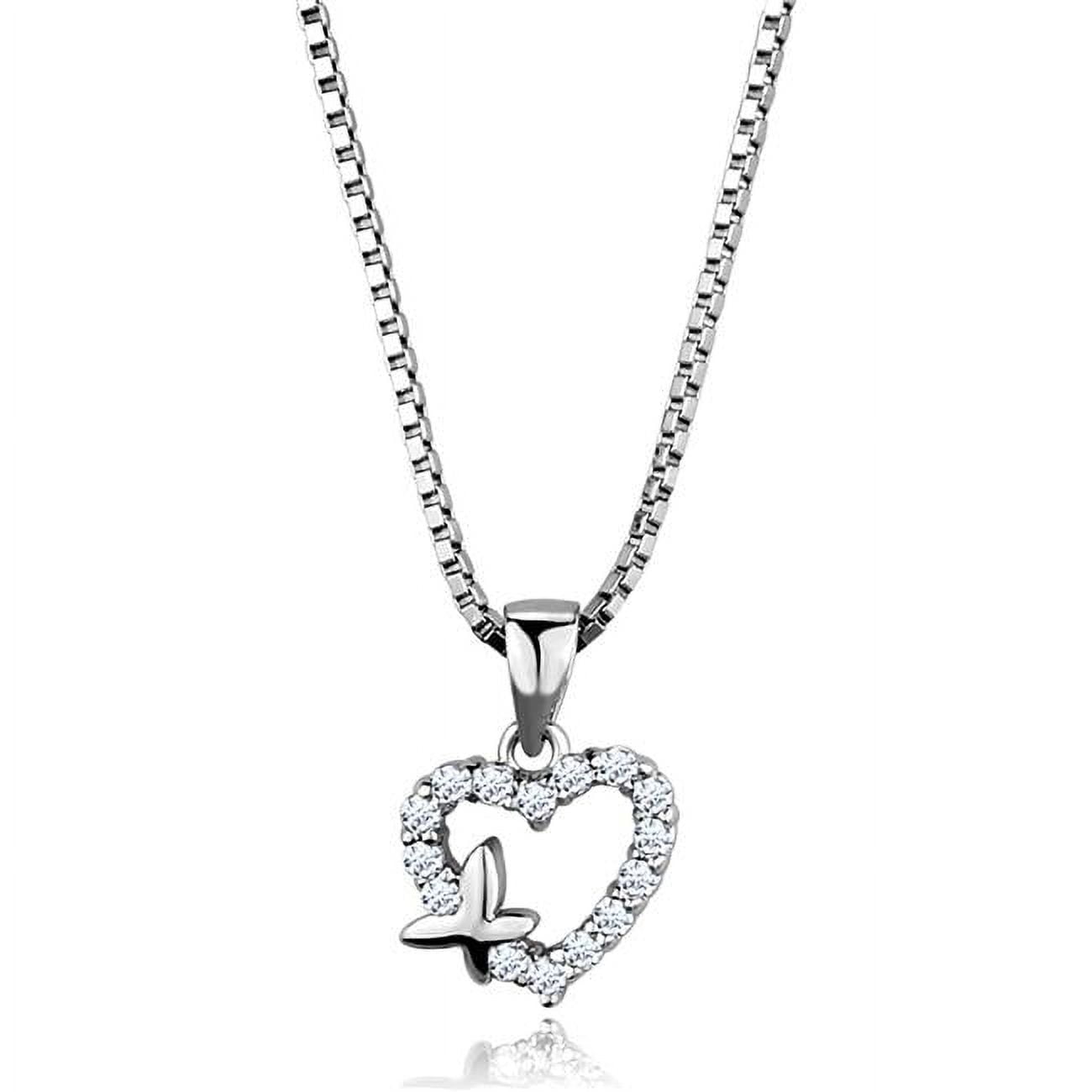 Picture of Alamode 3W840-18 Women Rhodium Brass Chain Pendant with AAA Grade CZ in Clear - 18 in.