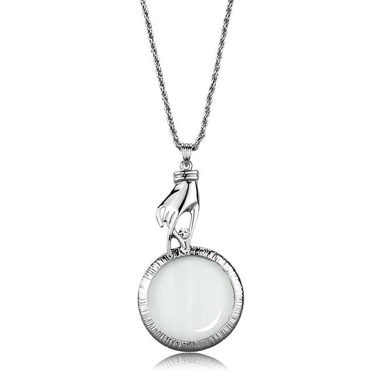 Picture of Alamode 3W914-26.5 Women Rhodium Brass Magnifier Pendant with Top Grade Crystal in Clear - 26.5 in.