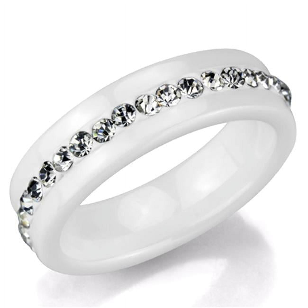 Picture of Alamode 3W968-7 Women High Polished Stainless Steel Ring with Ceramic in White - Size 7