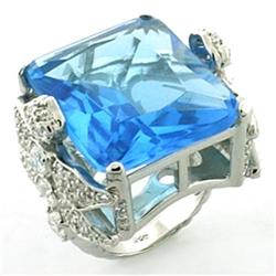 Picture of Alamode LOA646-7 Women Rhodium 925 Sterling Silver Ring with Synthetic in Sea Blue - Size 7
