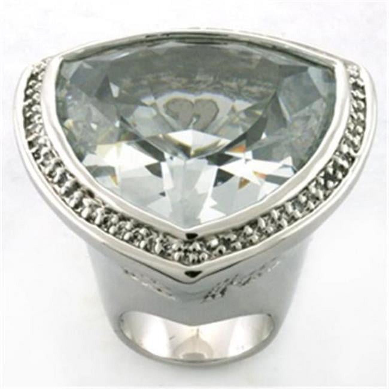 Women Rhodium Brass Ring with AAA Grade CZ in Clear - Size 7