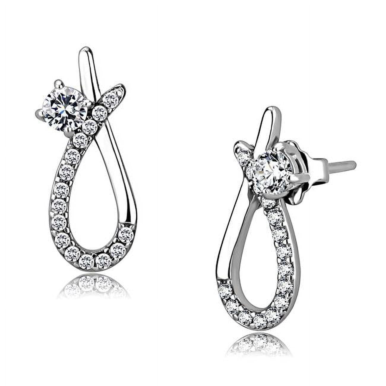Picture of Alamode DA196 Women High Polished Stainless Steel Earrings with AAA Grade CZ in Clear