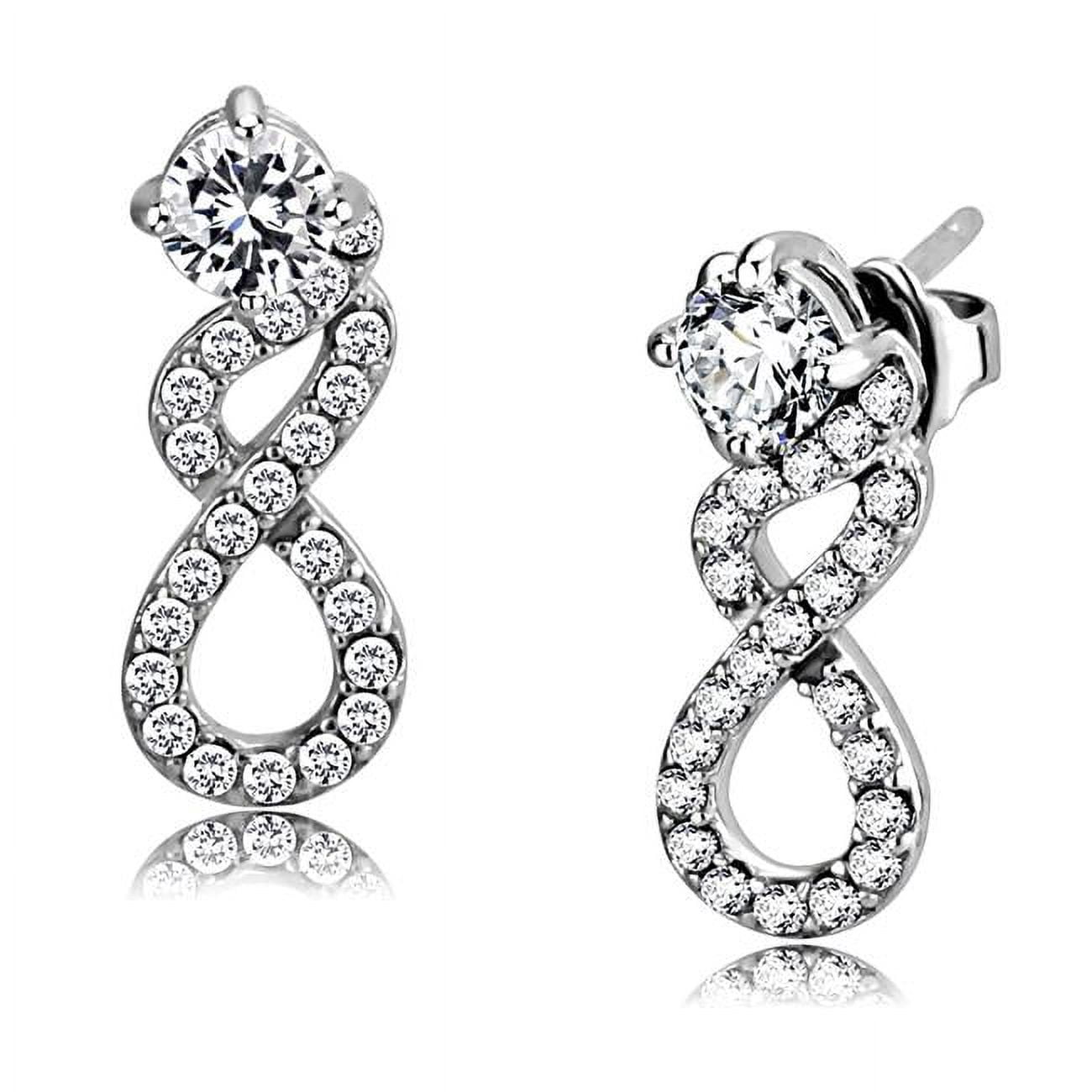Picture of Alamode DA203 Women High Polished Stainless Steel Earrings with AAA Grade CZ in Clear