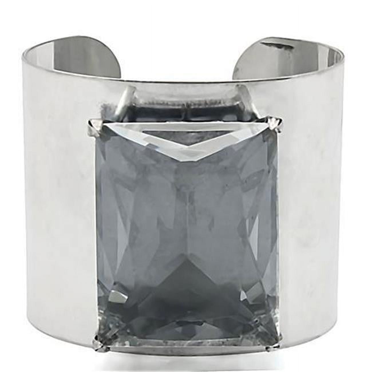 Picture of Alamode LO1133-5.5 Women Antique Silver Brass Bangle with Synthetic in Clear - 5.5 in.