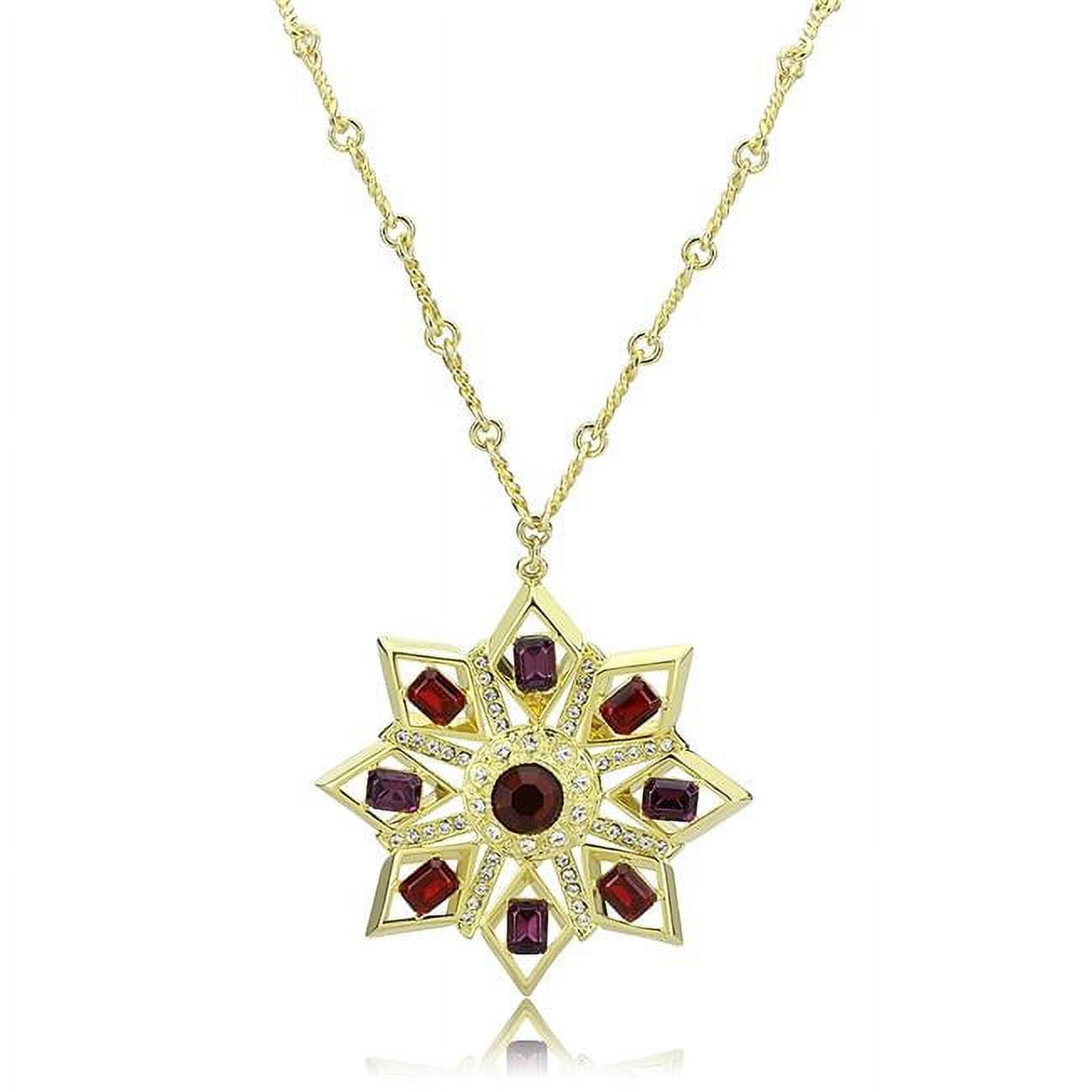 Picture of Alamode LO1301-16 Women Gold Brass Chain Pendant with Top Grade Crystal in Multi Color - 16 in.