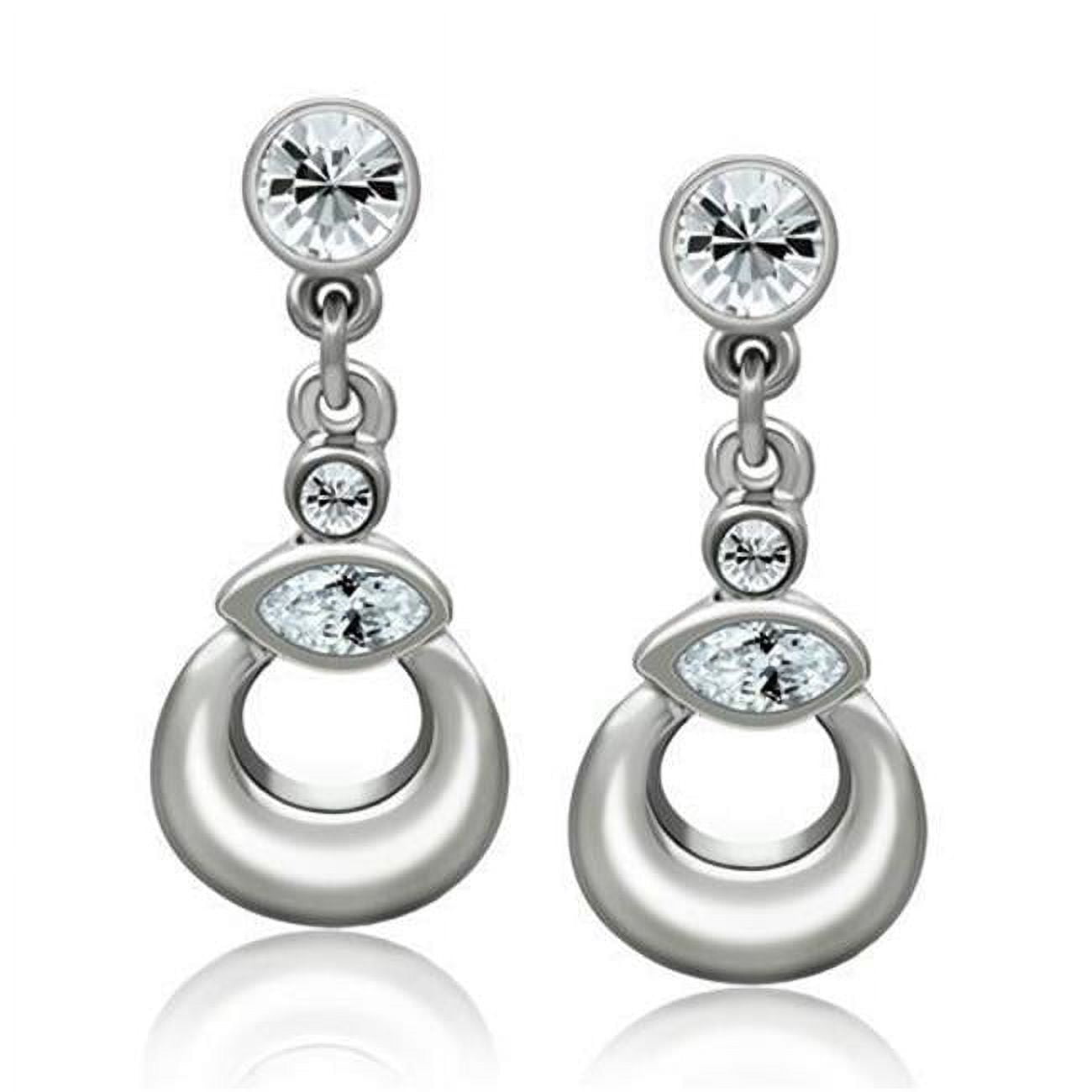 Picture of Alamode LO1989 Women Rhodium White Metal Earrings with Top Grade Crystal in Clear