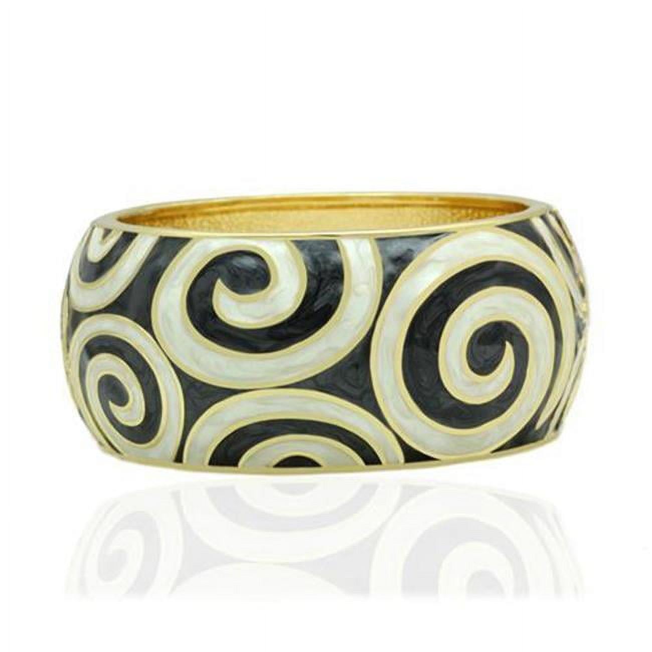 Women Flash Gold White Metal Bangle with Epoxy in No Stone - 7 in.