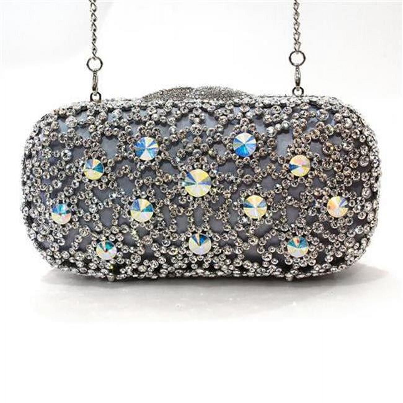 Picture of Alamode LO2364 Women Imitation Rhodium White Metal Clutch with Top Grade Crystal in White