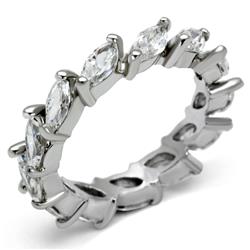 Women Rhodium Brass Ring with AAA Grade CZ in Clear - Size 5