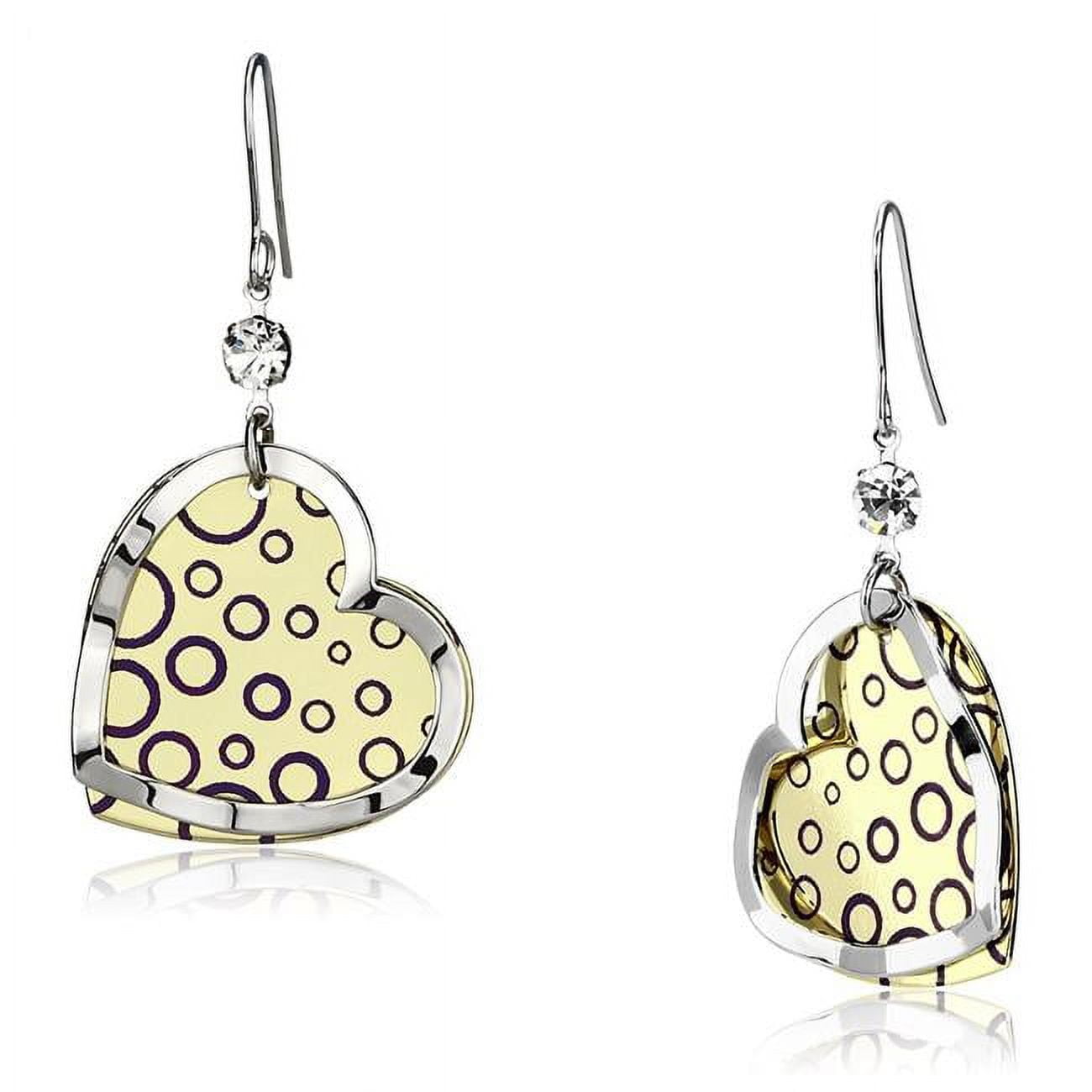 Picture of Alamode LO2694 Women Gold & Rhodium Iron Earrings with Top Grade Crystal in Clear