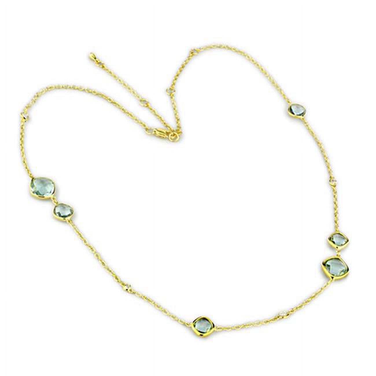 Picture of Alamode LO2703-16Plus4 Women Gold Brass Necklace with Synthetic in Emerald - 16 & 4 in.