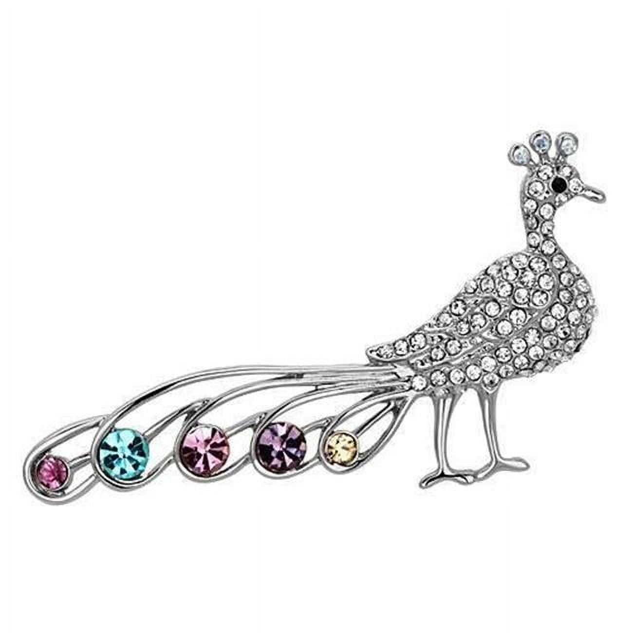 Picture of Alamode LO2797 Women Imitation Rhodium White Metal Brooches with Top Grade Crystal in Multi Color