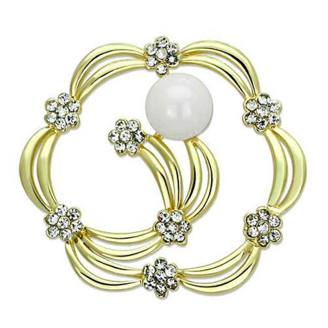 Picture of Alamode LO2810 Women Flash Gold White Metal Brooches with Synthetic in White