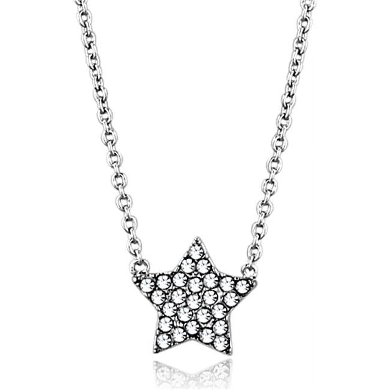 Picture of Alamode LO3225-16 Women Rhodium Brass Necklace with Top Grade Crystal in Clear - 16 in.