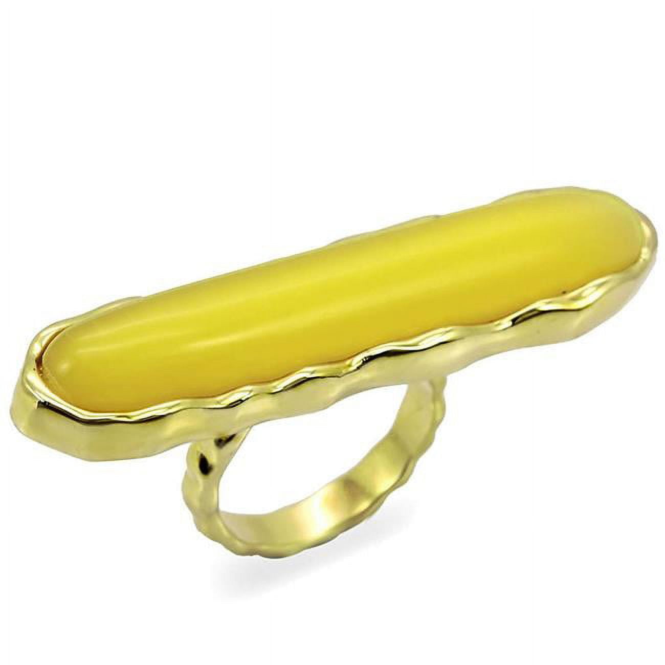 Women Gold Brass Ring with Synthetic in Topaz - Size 7