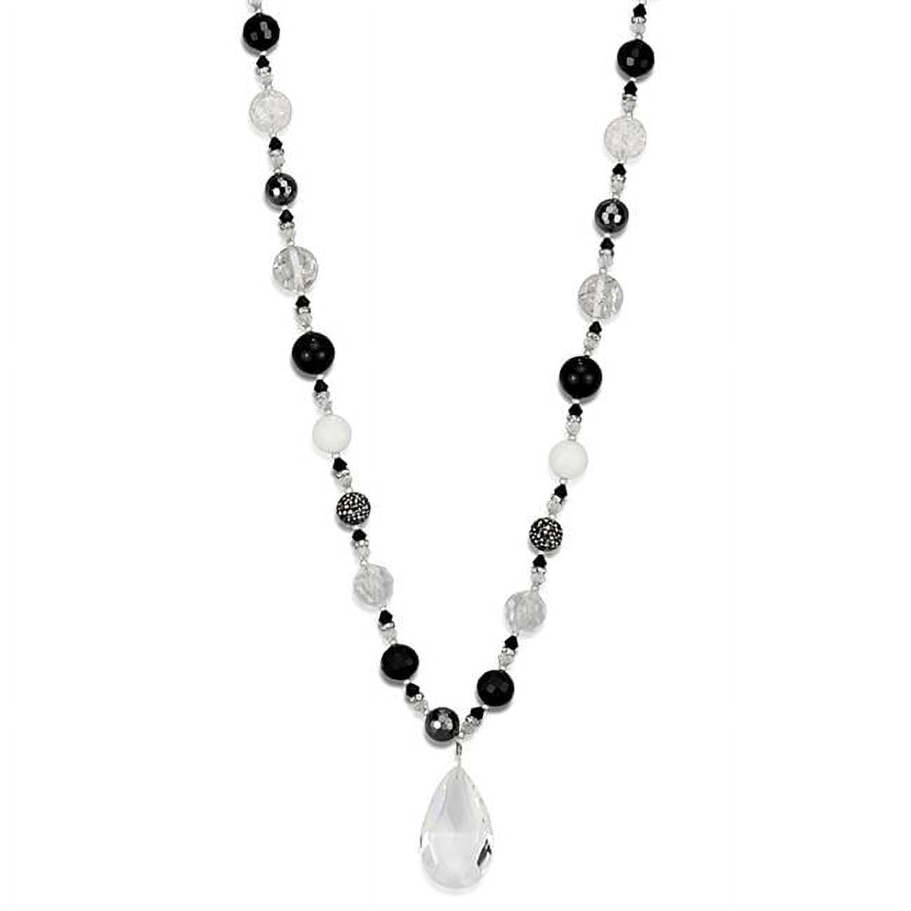 Picture of Alamode LO3817-27 Women Antique Silver White Metal Necklace with Synthetic in Clear - 27 in.