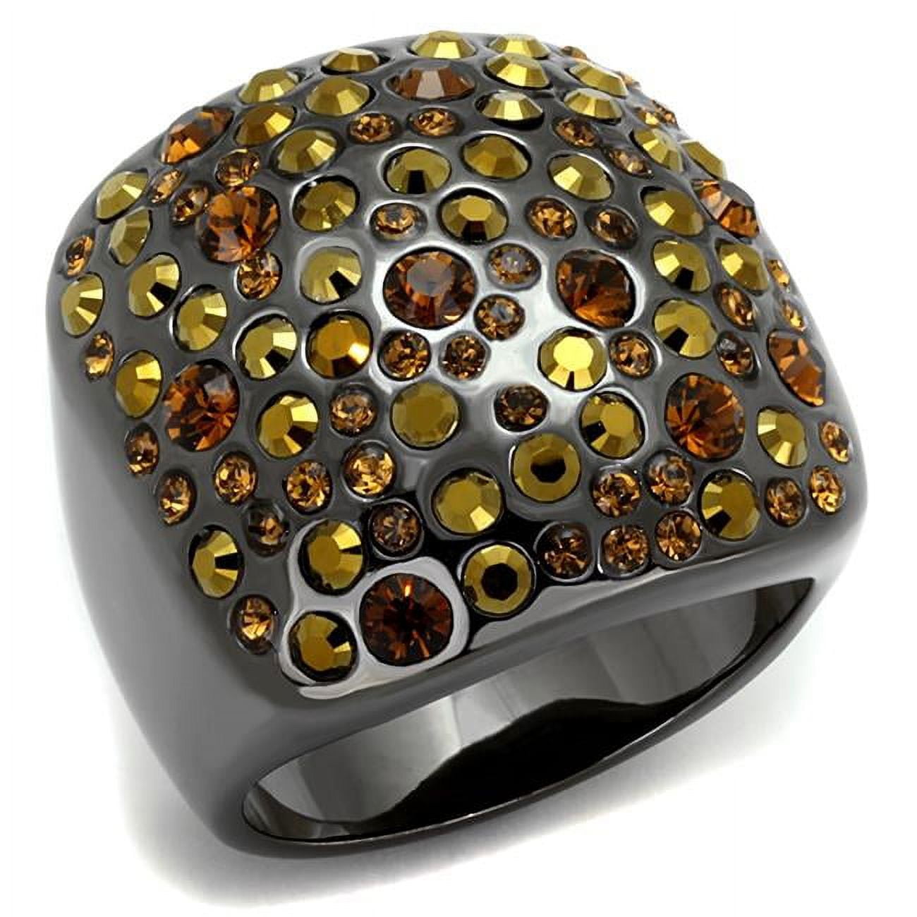 Women TIN Cobalt Black Brass Ring with Top Grade Crystal in Multi Color - Size 6