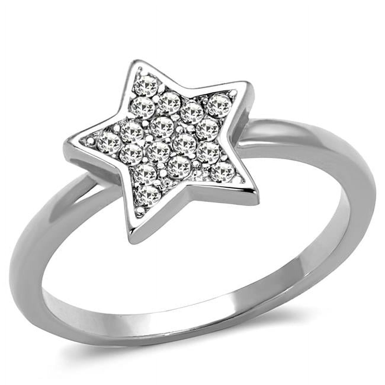 Women Rhodium Brass Ring with Top Grade Crystal in Clear - Size 8