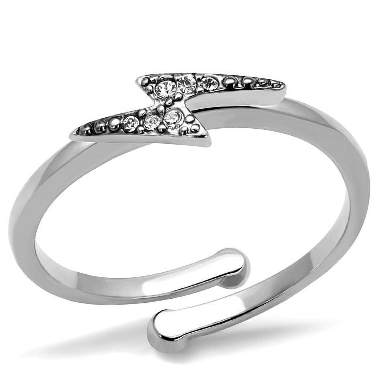 Women Rhodium Brass Ring with Top Grade Crystal in Clear - Size 8